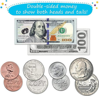 48 PCS Large Double-Sided Magnetic Money - Play Money for Kids for Learning, Pretend Money for Classroom, Toy Money, Play Coins for Kids, Money Games, Practice, Money Manipulatives, Class Money Set