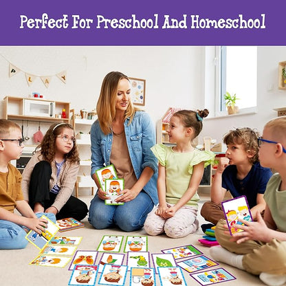 4-Scene Sequencing Cards, 72 Sequence Card Game for Preschool, Kids Learning Order and Logic, Speech Therapy Materials for Autism, Early Learning Activity-Storytelling, Social Skills,Sentence Building