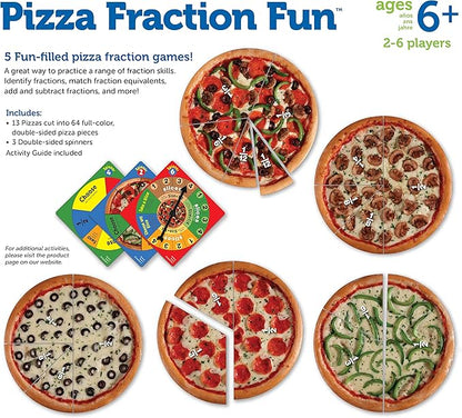 Learning Resources Pizza Fraction Fun Game, 13 Fraction Pizzas, 67 Piece Game, Ages 6+