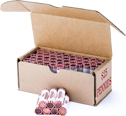 Penny Storage Box Red Holds 50 Wrapped Coin Rolls, 50 Boxes