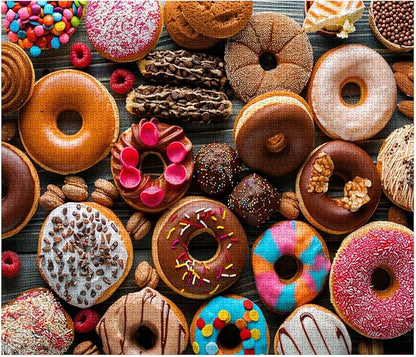Tucocoo Colourful Donut Jigsaw Puzzles for Adults 1000 Pieces, Sweets Food Art Style Painting 27 x 20 inches Colorful DIY Puzzles for Home Decoration Gifts, Family Puzzle Perfect for Game Nights