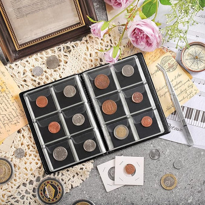 Uncle Paul Coin Album Coin Holder Coin Collection Book for Half Dollar/Small Dollar/50 Pence/Two pounds 60 Pockets CS3706GR