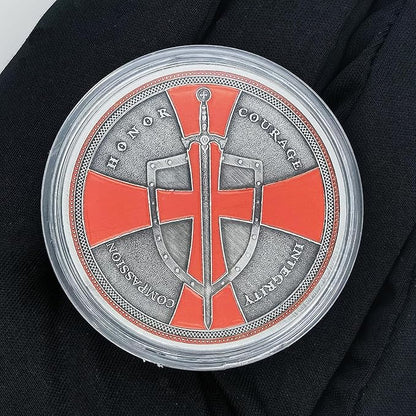 Christian Warrior Challenge Coin - The Knight Templar Coin Red Cross Religious Collection Coin