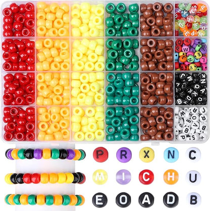 XIANNVXI 10Colours Fall Pony Letter Beads Set Friendship Bracelet Making Kit 500pcs Red Orange Yellow Green Brown Pony Beads Bulk