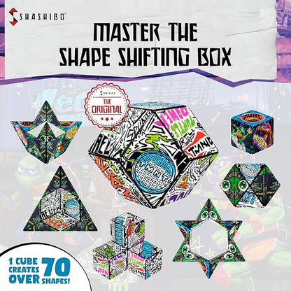 SHASHIBO Teenage Mutant Ninja Turtles Shape Shifting Box - STEM Magnetic Fidget Cube That Transforms Into Over 70 Shapes, Download Fun in Motion Toys Mobile App (Leo)