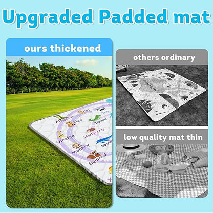 Baby Play Mat，Thick Soft 47" X 47" Playpen mat, Non-Slip and Machine Washable Baby Play Mats for Floor，Crawling Mat for Babies, Toddlers & Infants to Play and Learn (Purple Animal)
