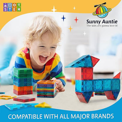 Magnetic Tiles 56 PCS, Magnetic Tiles for Kids & Toddlers Ages 3-8, Magnet Toy for 3 4 5 6 7 8 Year Old Boys Girls Kids & Toddlers, Magnet Blocks Building Set STEM Toy, Great Gift for Kids aged 3-8