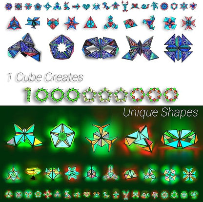 TOSY Magnet Pyramid Glow - 1 Cube Transforms into 1 Billion Shapes, 12 Pieces, 243 Rare Earth Magnets, Glowing, Holographic Design Magnet Tiles Creative Puzzle STEM/STEAM Toy, 2-Pack