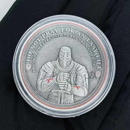 Christian Warrior Challenge Coin - The Knight Templar Coin Red Cross Religious Collection Coin