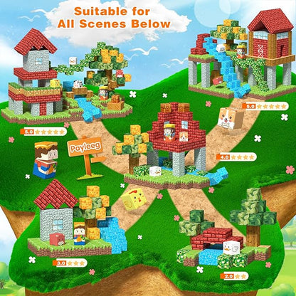 Magnetic Blocks, Forest Animals Magnet World Set, Magnetic Building Cubes for Boys Girls Age 4-8, 5-7, 8-12, STEM Montessori Sensory Toys for 3+ Toddlers, Travel Outdoor Toy Gifts for Kids