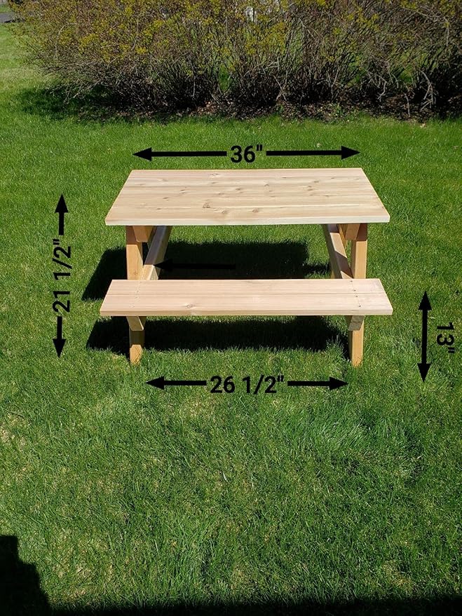 "Generic" Kids Picnic Table Made from Cedar Lumber (Dark Brown)