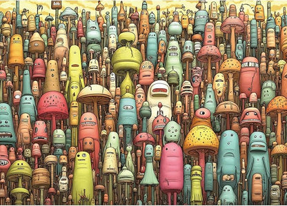Dense Monster Jigsaw Puzzles 1000 Pieces Cartoon Characters Puzzles for Adults 1000 Pieces with Letters on Back Funny Hard Impossible Difficult Challenging Family Puzzle Fantasy Art Puzzles