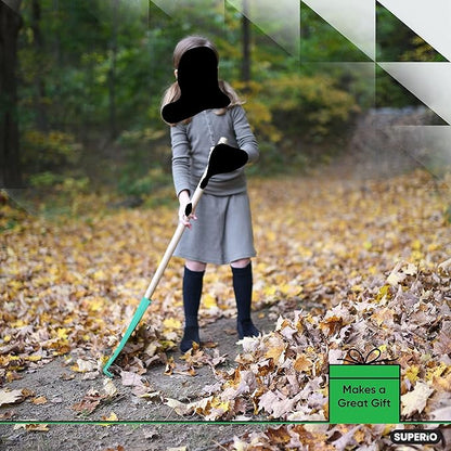Superio Kids Rake with Hardwood Handle, Gardening and Lawn Care Tools for Kids, Sweep Leaves and Tidying Up The Garden, Plastic Tines and Heavy Duty Wooden Handle 34" 3 Pack
