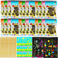 24 Pack Scratch Notebooks,Rainbow Scratch Paper Art Notebooks,Scratch Note Pads for Kids Rainbow Party Favors,Scratch Arts and Crafts Notebooks with 24 Wooden Stylus & 12 Drawing Stencils