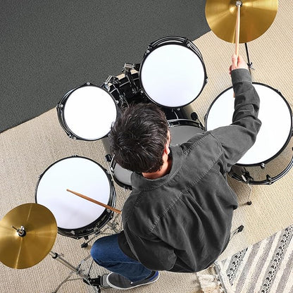 Best Choice Products 5-Piece Full Size Complete Adult Drum Set w/Cymbal Stands, Stool, Drum Pedal, Sticks, Floor Tom - Black