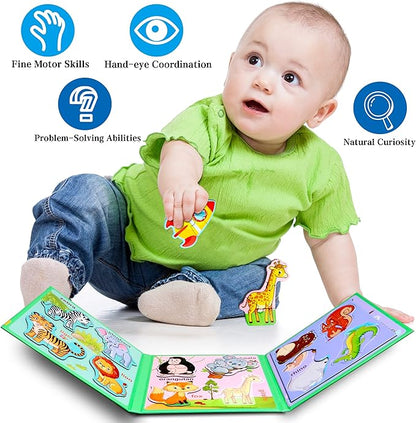 Magnetic Puzzles for Kids Ages 1-3, Travel Toddler Puzzles Ages 2-4 Year, Animal Activities Toy for Boys & Girls 3-5 yo - Learning Magnet Gift for Road Trip