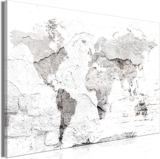 artgeist Pinboard World Map 35x24 in - Cork Board & Canvas Print Wall Art 1 pcs Memoboard with 50 Pins Noticeboard Message Board Image Picture Home Decor Travel Map k-C-10014-p-a