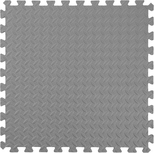 IncStores 1/2 Inch Thick Diamond Soft Foam Flooring Tiles | High-Density Interlocking Foam Tiles for Rugged Style in Your Home Gym, Playroom, and More | Grey, 12 Tiles