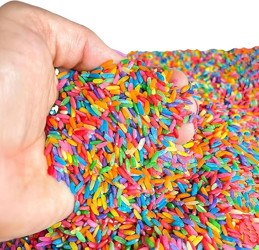 Rainbow Rice Sensory Bin Filler for Sensory Table - Colored Rice for Sensory Play (4 Cups - 2LB)
