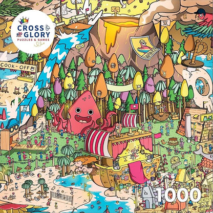 Cross & Glory - Scurvy Scallywags: Pirate Festival Fun - 1000 Piece Jigsaw Puzzle for Adults & Kids 12+ | Whimsical | Vibrant Island Adventure | Magical Puzzle Challenge | 19.25"x 26.625"