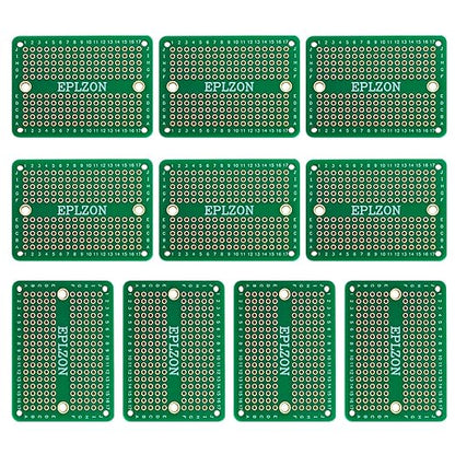 Solderable Breadboard Mini PCB Board Gold-Plated Solder Breadboard for DIY Electronics Projects Apply to Soldering Projects 2.0"x1.5" Mixed Color(Pack of 10 Pcs,Green)