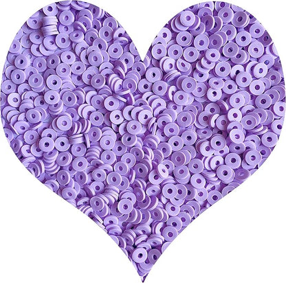 3000Pcs Clay Beads Flat Round Polymer Bead Vinyl Heishi Beads Flat Round Polymer Bead for Jewelry Making Necklace Bracelet (07-Purple)