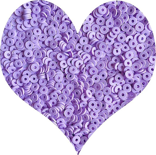 3000Pcs Clay Beads Flat Round Polymer Bead Vinyl Heishi Beads Flat Round Polymer Bead for Jewelry Making Necklace Bracelet (07-Purple)