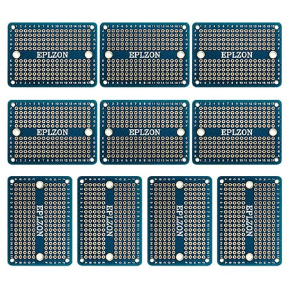 Solderable Breadboard Mini PCB Board Gold-Plated Solder Breadboard for DIY Electronics Projects Apply to Soldering Projects 2.0"x1.5" Mixed Color(Pack of 10 Pcs,Blue)
