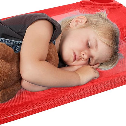 ECR4Kids Stackable Kiddie Cot, Ready-to-Assemble, Standard Size, Classroom Furniture, Red, 6-Pack