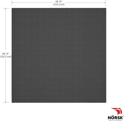 Norsk Multi-Purpose Reversible Floor Mats - EVA Interlocking Foam Tiles (Gray/Black 16 Tiles - 64 sq. Ft. 1/2" Thick)