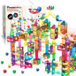 PicassoTiles 200pc Magnetic Marble Run Tiles Toy STEM Educational Race Track with Light Up Marbles Magnet Tile Building Blocks Maze Kit Sensory Pretend Play Toys for Toddlers Boys Girls Ages 3+ PTG200