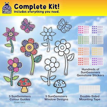 PURPLE LADYBUG SUNGEMMERS Suncatcher Gem Art for Kids - Fun Summer Activity for Ages 6-12, Birthday Gift for Girls 6-8, 8-12, Arts & Crafts Activities, Window Diamond Art Kit