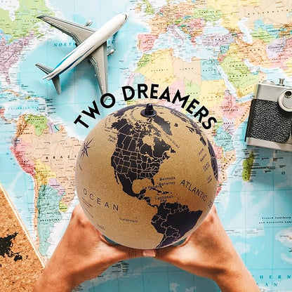 Mini Cork Globe 7.5" Tall | World Travel Map with Metallic & Colored Push Pins | 3D World Map Pin Board for Home or Office | Unique Gift for Travelers, Couples & Families Push Pins Map