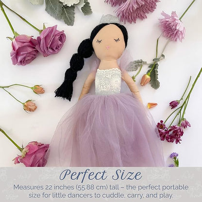 MON AMI Princess Violette Designer Doll – 22”, Soft & Elegant Stuffed Plush Princess Doll, Use as Toy or Room Decor