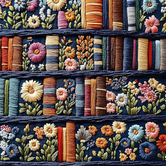 Floral Bookshelf Puzzles for Adults 500 Pieces Wildflower Books Pages Jigsaw Puzzles Vintage Unique Plant Mbroidery Art Puzzle Difficult Unique Family Challenging Games for Seniors Adults (20"x20")