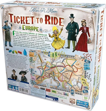 Asmodee Ticket to Ride Europe Board Game - Embark on a Railway Adventure Across The Continent! Fun Family Strategy Game for Kids & Adults, Ages 8+, 2-5 Players, 30-60 Min Playtime