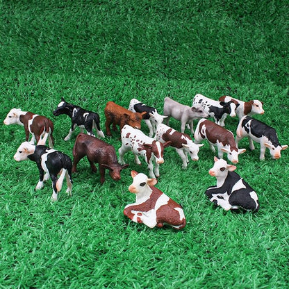 LC JoyCre Cows Figure Toys 15PCS Calves Figurines Set for Toddlers Realistic Holstein Cow Figures for Kids Simmental Cows Swiss Calf Highland Calf Figurine Birthday Cake Topper
