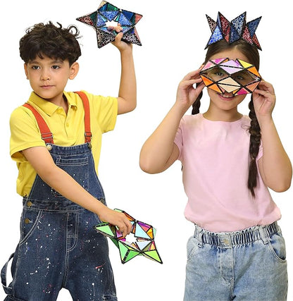 TOSY Magnet Pyramid Stone - 1 Cube Transforms into 1 Billion Shapes, 12 Pieces, 243 Rare Earth Magnets, Holographic Design Magnet Tiles Creative Puzzle STEM/STEAM Toy, 4-Pack