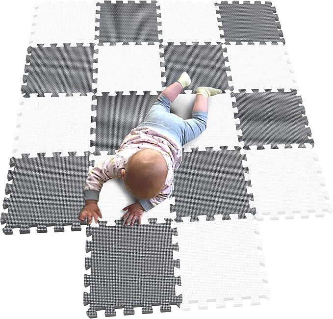 MQIAOHAM® 18 Pieces Puzzle Play Mats, Soft Baby Play Mat, Kids Interlocking Foam Floor Tiles, Toddlers Carpet Playmats G301018-101112