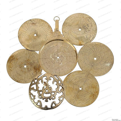 10.5" Hanging Brass Arabic Astrolabe Globe – Maritime Navigational & Astrological Calendar Replica | Handcrafted Brass Nautical Decor & Historical Collectible