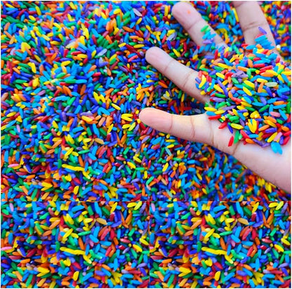 Colored Rice in Vibrant Colors, Sensory Bin Filler, Rainbow Rice for Art & Craft, Creative Learning & Color Perception, Non-Toxic, Safe for Kids & Pets, Made in The USA (2lbs) (Mix-3)