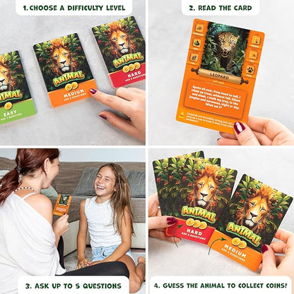 Guess The Animal – Educational Guess In 5 Clues Game for Kids & Family – Fun Children’s Guessing Game for Learning Animals, Perfect for Home, School or Travel – Girls, Boys Ages 6, 7, 8, 9, 10