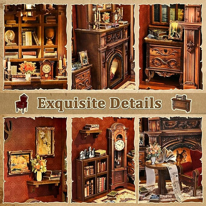 Book Nook，Sagiterra Dollhouse Kit，DIY Miniature Kit for Adults and Teens，3D Wooden Book Shelf Decoration for Family and Friends，Bookshelf Decor in Halloween/Christmas (Magic Twilight Library)