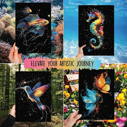 Animals Scratch Art Book for Adults - Colorful Animal Series Scratch Art | Scratch Painting Foil Art for Adults | Scratch and Sketch Animal Series Books | Foil Engraving Scratch Art (Animal Series)