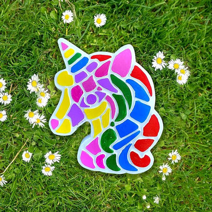 TOYLI Unicorn Painting Kit for Kids, Art Set, DIY Project, Stepping Stone Kit, Includes 2 Brushes and 6 Paints, Mess-Free Arts and Crafts