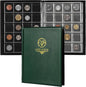 200 Pockets Coin Album - Coin Collecting Book with 10 Pages, 33x33 mm Grid Holder for Pounds Pence Cents Dollars Nickel (Green) CS48200GR