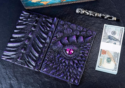 3D Dragon Eye Embossed Journal,Resin Engraving Notebook,Dnd notebook for Dragon Lovers ，Blank Paper,Hardcover Travel Notepad for Writing,Sketchbook,Collection,Gift,Decoration A4 and A5 Size (A5-Dark Purple)
