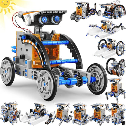 Bottleboom STEM 13-in-1 Education Solar Power Robots Toys for Boys Age 8-12, Educational Toy Science Kits for Kids Experiment Robotics Set Birthday Gifts for 8 9 10 11 12 Years Old-Green