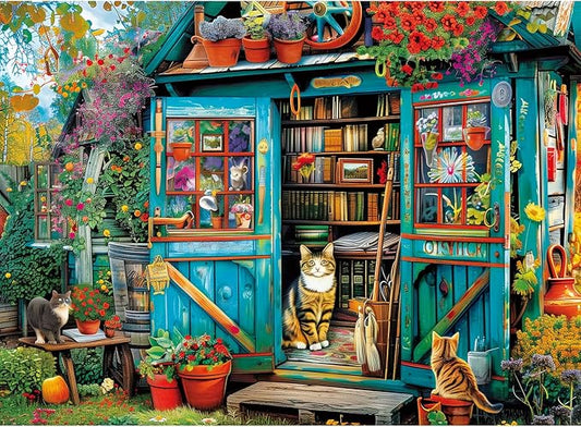 500 Piece Puzzle for Adults Jigsaw Puzzles Cat Puzzles, Book House Puzzles for Elderly Kids Teens, Artistic Decorations, Educational Toys Challenging Activity Gift Family Puzzle Lovers for Friends