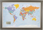 Push Pin Travel Maps - Customizable Blue Oceans World with Barnwood Gray Frame- 27.5" x 39.5" - 8 Handcrafted Frame Options - Made in USA - Ideal for Adventurous Travelers